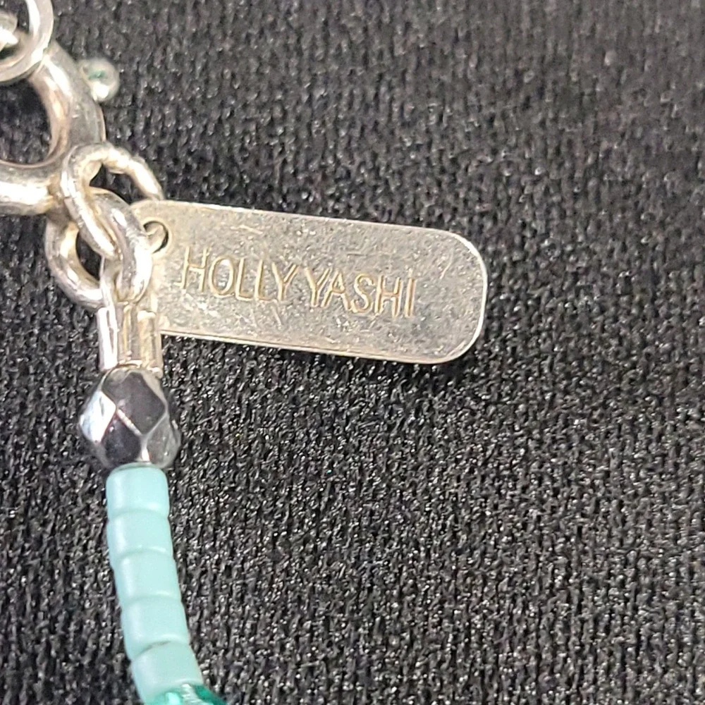 Holly Yashi Sterling Silver Beaded Necklace Turquoise Dainty Boho Glass Bead